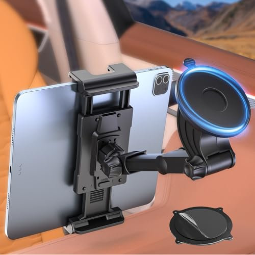 OHLPRO Tablet Halterung Auto,360° Drehung Tablethalterungen 18cm Ausziehbare Arm+ Waschbar Saugnapf,iPad Autohalterung Universal Windschutzsche & Armaturenbrett, Halter für 5-13 Tablet Smartphone