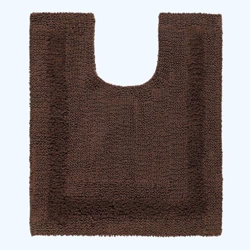 HOMESCAPES Tapis Contour WC en Coton, Tapis WC et lavabo 50x55 cm, Tapis de Bain Chocolat