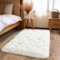 Hochflor Teppich Wohnzimmer 60x110cm, Creme Shaggy Teppich für Schlafzimmer Flauschige Teppiche, Modern Shag Wohnzimmerteppich Bettvorleger High-Pile Carpet rutschfest für Schlafzimmer Kinderzimmer