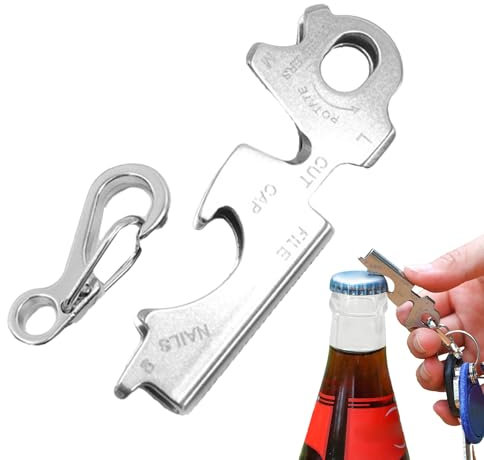 Llavero de herramientas y gadgets, herramienta multifunción para exteriores, llavero, herramienta multifunción de bolsillo, pequeño - Destornillador 8 en 1 de acero inoxidable - antirroides