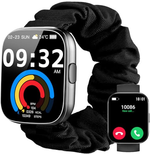 FOLAI Smartwatch für Damen & Herren mit Telefonfunktion: 2,1 HD, 24h-Herzfrequenz, Schlafanalyse, IP68 wasserdicht, 113 Sportmodi, Schrittzähler Fitness-Tracker (Haarschlaufen-Armband)