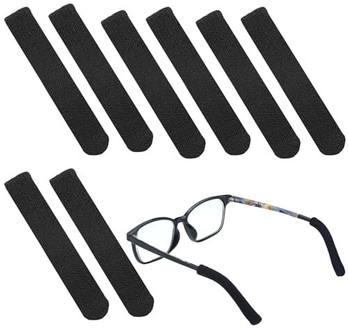 4 Pairs Glasses Ear Cushions - Soft Knitting Cotton Fabric Glasses Arm Covers, Ear Pads for Glass, Anti SlipTemple Tips Sleeve Retainer Suitable for Men Women Kid Sports Work and Study