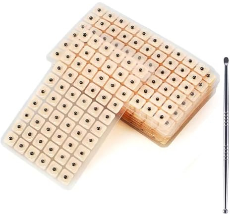 600pcs Graine D'oreille D'acupuncture,Points Acupuncture Graines,Oreille Presse Graines Acupuncture,Vaccaria Graines D'oreille,Autocollants De Massage D'oreille,Avec cuillère perçante
