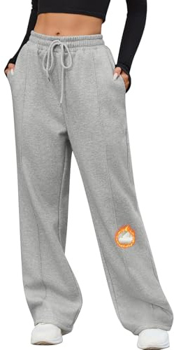 PASUDA Pantaloni Tuta Donna Pantaloni Termici Invernali Casual Larghi Pantaloni Jogging a Vita Alta Pantalon Sportivi Lungo Comodi in Pile Gamba Larga Jogger con Tasche e Coulisse