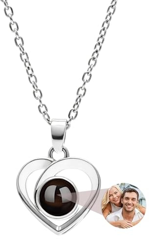 YINFEIAI Personalized Photo Necklace, Custom Disc & Heart Pendant for Men Women, Memorial Gift with Chain, Customized Picture Jewelry for Mother's Day, Birthday, Anniversary