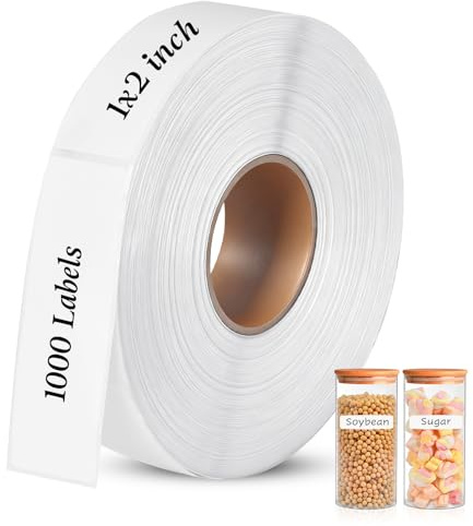 1000 Stück Wasserdicht und Ölbeständig Etiketten Selbstklebend,25 x 50 mm Blanko Aufkleber Klebeetiketten zum Beschriften Gefrieretiketten mit Perforationslinie für Vorratsdosen、Flaschen 、Gewürzgläser