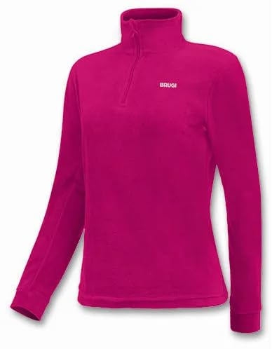Brugi Donna Maglia in Micropile, Collo Alto con Mezza Zip, Regular Fit, Poliestere, Anti-Pilling, Ski Rosa M