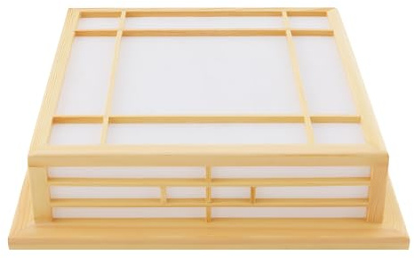 Japanische Deckenleuchte Tatami Lampe LED Lampen Deckenlampe Pendelleuchte mit Geschlossener Schirm Deckenlampen Kiefernholz Deckenleuchten Deckenhalterung Leuchte für Wohnzimmer, Schlafzimmer