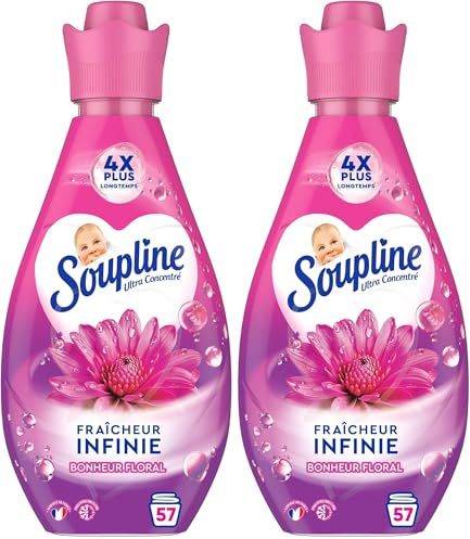 SOUPLINE - Adoucissant Fraîcheur Infinie Bonheur Floral - Parfum Longue Durée - 800ml