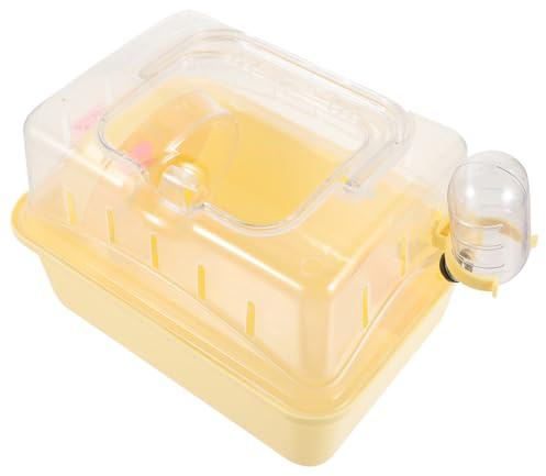 TOPBATHY Cage de Transport pour Hamster en Plastique Jaune Intérieur Spacieux et Solide, pour Voyage et Randonnée Petits Animaux comme Souris
