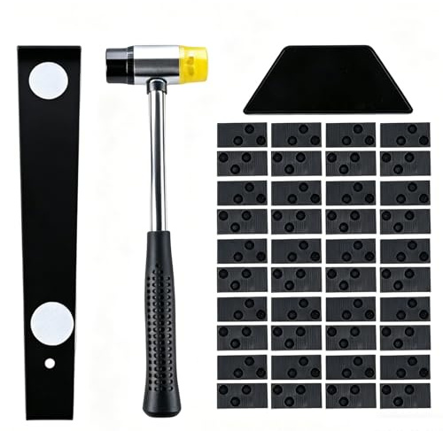 Laminate Floor Fitting Kit 43 Pcs, Flooring Installation Kit with Rubber Mallet, Tapping Block, Steel Pull Bar and 40 Floor Spacers, Wood Laminate Flooring Tools for DIY Floor Laying