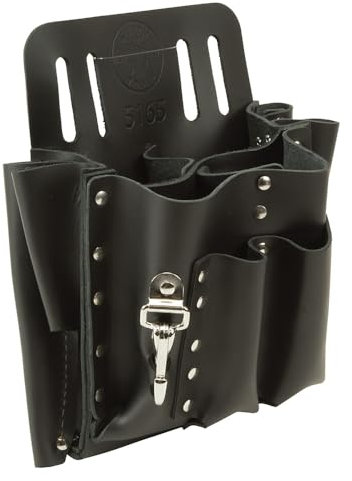 Klein Tools 5165 Pocket Tool Pouch with Knife Snap, 10 Pockets, Stitched and Riveted Leather, Fits Belts up to 2-Inch Wide