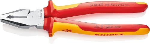 Knipex Pinza Universale Tipo Forte Cromata, Isolati con Manici Rivestiti in Materiale Bicomponente, Collaudati Vde 225 Mm 02 06 225