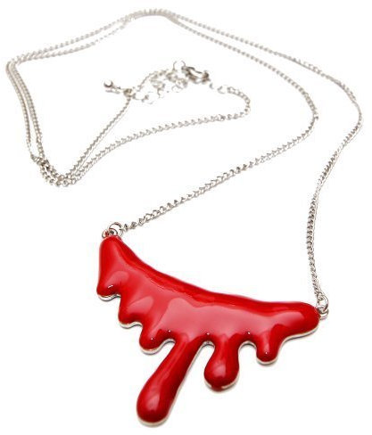 Blut Halskette - ca. 80cm lange Kette - Anhänger mit fließendem Blut rot