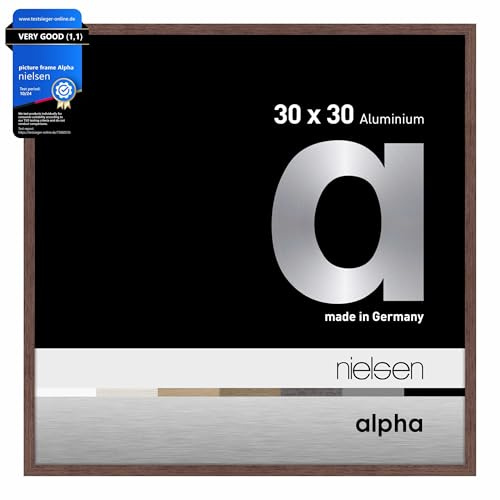 nielsen Alpha Light Wenge Aluminium Picture Frame - 30x30cm - with Float Glass and Easy Push-Turn Clips - For Photos and Art