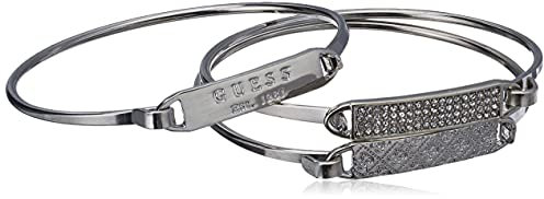 GUESS Bracelet jonc 3 pièces, Cristal, Argenté., taille unique