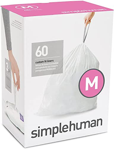 simplehuman Code M Plastic Custom Fit Bin Liner, White
