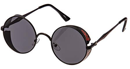 UltraByEasyPeasyStore Steampunk Circle Sunglasses Retro Mens Women Cosplay Cyber Vintage UV400 Goggles