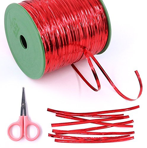 Glarks 350 Yard Red Metallic Twist Krawatten für Brot Süßigkeiten Tasche Parteien Dekorative Krawatten