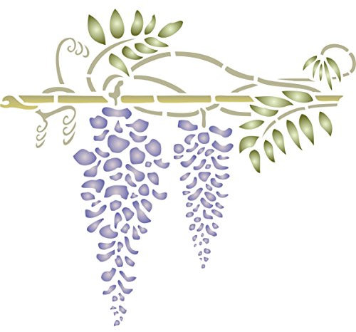 Wisteria Schablone – 20 x 18 cm (S) – wiederverwendbare Blumen-Bordüren-Wandschablone