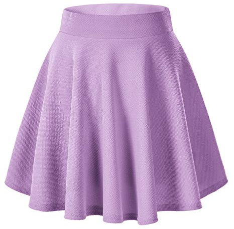 Urban GoCo Donna Moda Svasata Mini Gonna da Pattinatrice Versatile Elastica Solida Colore Gonna (Small, Lilac)
