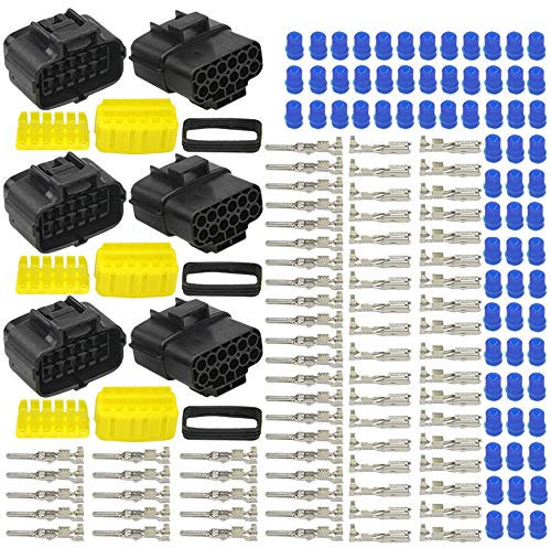 WMYCONGCONG 3 kits 12 pines manera impermeable conector eléctrico enchufe para automóvil automotriz (12 pines)