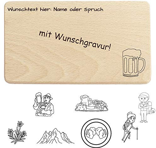 Bayerisches Brotzeitbrettl aus Holz - mit persönlicher Gravur, Spruch und verschiedenen Motive, bayrisches Jausenbrett, Breddl für bayerische Spezialitäten