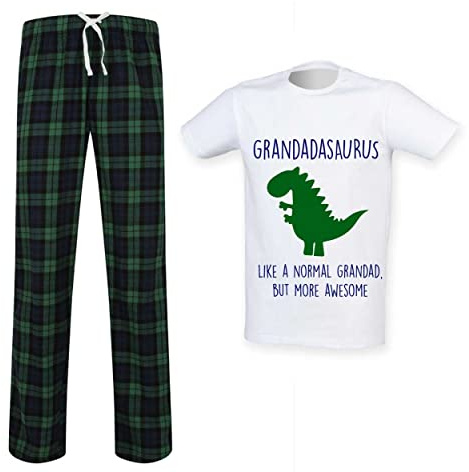 60 Second Makeover Limited Grandad Dinosaur Tartan Trouser Mens Pyjamas Set Family Matching Grandad Birthday Gift Fathers Day Present Mens Nightwear Family
