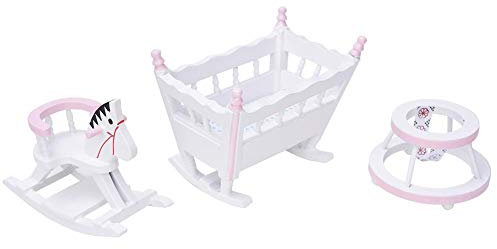 Puppenhaus Möbel Mini Holz Schlafzimmer Zimmer Kindergarten Möbel Puppenhaus Zubehör Kids Pretend Play Spielzeug für 1:12 Puppenhaus Kinder und Mädchen(Weiß)