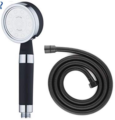 Housler® Pommeau de douche noir et flexible de douche noir.