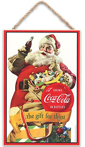 Coca-Cola Weihnachtsdekoration – klassische Vintage-Weihnachtsmann-Wanddekoration zum Aufhängen für Feiertage oder als Geschenk