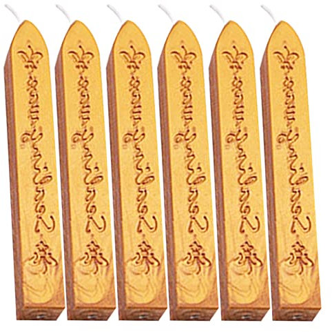 6 Stücke Siegellack Sticks mit Dochte,Antikes Feuer Manuskript Siegelwachs,Wachs für Siegel Klebe Pistole Siegellack Wachs Sticks für Hochzeit EinladungenKarten Umschläge,Geschenk Verpackung (Gold)