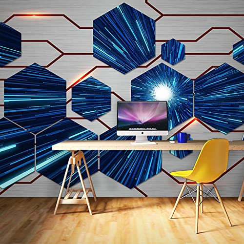 YABAOST Waterproof Pvc Fototapete Xxl 200X100Cm Selbstklebend 3D Wandbilder Blau Technik Tunnel 3D Fototapeten – Wandbild Dekoration Foto-Tapete Wandtapete Fotoposter Wanddeko