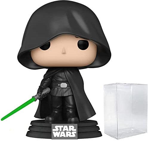 POP Star Wars: The Mandalorian - Luke Skywalker Glow-in-The-Dark Exclusive Funko Vinyl Figure (Bundled with Compatible Box Protector Case), Multicolor, 3.75 inches