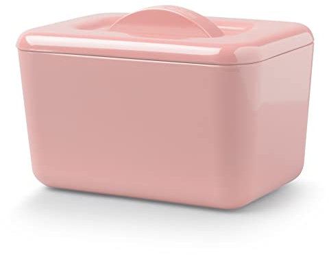 Zeal Insulated Butter Dish, Large 500g Capacity Double Walled Butter Tub/Container with Lid, Melamine - Rose Pink