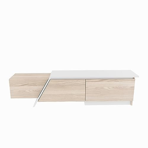 DECOROTIKA Zonas 180 cm Wide Unique Design TV Cabinet TV Stand for TVs up to 55 inch (Cordoba/White)