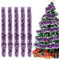 Lametta Girlande Weihnachten Violett, 5 Stück Weihnachtsgirlanden Glänzend Girlande Weihnachten Deko, Weihnachtsbaumschmuck Girlande Lamettergirlande Weihnachtsbaum Dekoration