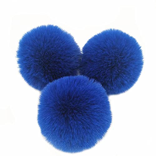 10 Stk 6cm Pompons Kunstfell Kaninchenfell Fellbommel,Kunstpelz Pom Pom Ball Plüschbälle Bommeln für DIY Handwerk Mützen Anhänger Dekoration Damen Mädchen Taschenanhänger Schlüsselanhänger,Dunkelblau