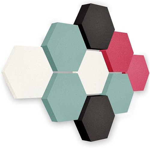 platino24 Akustikpaneele 9 Elemente Edition LOFT 3D I Ø 300mm Akustikplatten Schalldämmung Wand & Decke I Akustikschaum Schall-Absorber aus Basotect 30-70mm mit farbiger Akustikbeschichtung