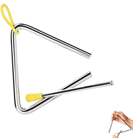 Triangel Musikinstrument Triangle Instrument mit Schlägel & Gummigriff Triangel Percussion für Kinder für Musikalische Früherziehung, 6 Zoll
