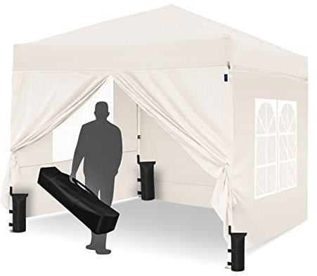 Leadyeah Pavillon Gartenpavillon mit 4 Seitenwänden, wasserdicht Pavillon faltbar Gartenzelt Partyzelt, Faltpavillon stabil mit UV Schutz 50+, 2.5 x 2.5m Zelt für Outdoor Gartenparty, Beige