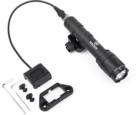 QIRUIMY M600C Linterna táctica con interruptor de almohadilla de presión, linterna de reconocimiento LED de 600 lúmenes para el sistema ferroviario M-lok keymod de 20 mm Picatinini (Negro)