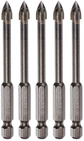 sourcing map 5pcs Titanium Coated Masonry Drill Bit, 6mm Triangle Concrete Drill Bits Ceramic Tile Drill Bit with 1/4 Hex Shank for Mirror and Ceramic Tile on Concrete Brick Wall