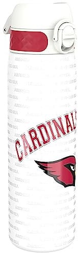 ion8 NFL Cardinals Leichte Edelstahl-Wasserflasche, 600 ml/20 oz, nicht isoliert, auslaufsicher, leicht zu öffnen, sicherer Verschluss, spülmaschinenfest, Klappdeckel, passt in Getränkehalter