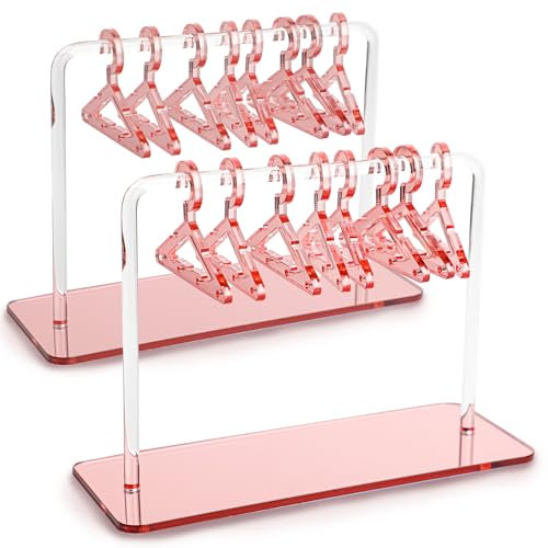 ktxaby 2 set di supporti per orecchini in acrilico con 8 mini grucce, porta orecchini in acrilico trasparente, ideale per anelli, orecchini, orecchini, forniture per l'esposizione di gioielli appesi.