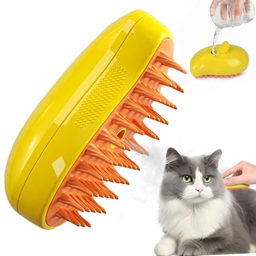 Brosse Vapeur 3 En 1 - Brosse à Poils de Chat à Vapeur, Avec Réservoir d'Eau, Pour Démêler Les Noeuds et Les Poils Lâches des Animaux