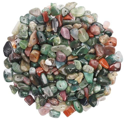 500 Stück Edelsteinperlen Indischer Achat Perlen zum Auffädeln Kristall Perlen 5-8 mm Gebohrt Edelstein Perlen zum Basteln Natur Steinperlen für DIY Armbänder Ketten Ohrringe Schmuck