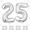 Ballons Anniversaire 25 Argenté - 100cm - Ballon Chiffre 25 Numéro 25 - Happy Birthday Decoration Ballons Fête d'anniversaire Ans Vole Grâce à l'Hèlium 25