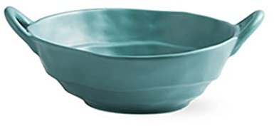 TVSKWMRQ Juegos de Platos y tazones Tazón binaural de cerámica, ensaladera Retro, Apto para microondas y lavavajillas, apilable, tamaño: 21 * 7 cm (Color: Verde)