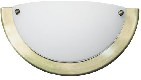 LED Universum Wandleuchte gold bronze matt halbrund Ø31cm aus Glas opal und Metall mit E27 Fassung für Glühbirne oder LED-Leuchtmittel | Wandlampe innen Wohnzimmer Schlafzimmer Küche Flur